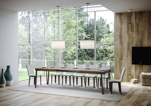 Tavolo Rio Allungabile piano Noce 90x160 Allungato 264 telaio Antracite - immagine 3