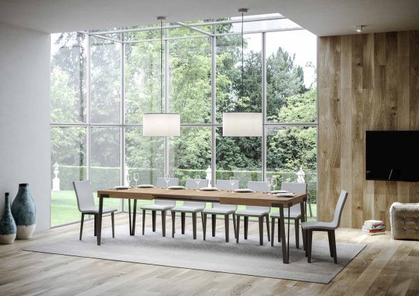 Tavolo Rio Allungabile piano Quercia Natura 90x180 Allungato 284 telaio Antracite - immagine 3