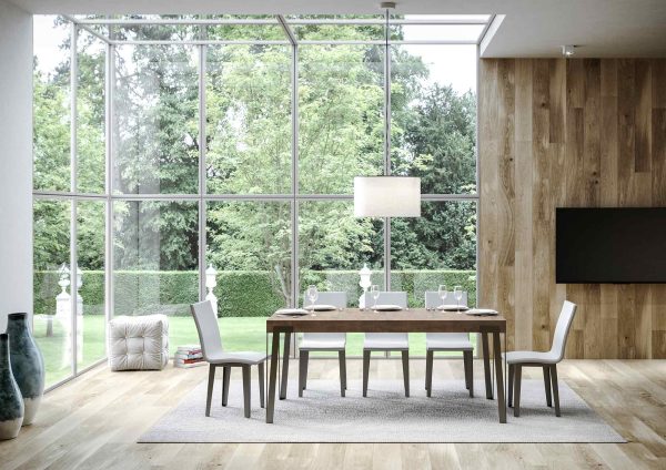 Tavolo Rio Allungabile piano Noce 90x160 Allungato 264 telaio Antracite - immagine 2