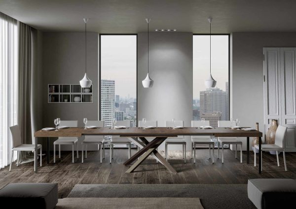 Tavolo Volantis Allungabile piano Noce 90x130 Allungato 390 telaio 4/C - immagine 4