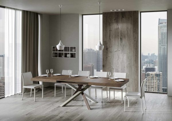 Tavolo Volantis Allungabile piano Noce 90x160 Allungato 420 telaio 4/C - immagine 3