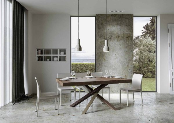 Tavolo Volantis Allungabile piano Noce 90x160 Allungato 420 telaio 4/C - immagine 2
