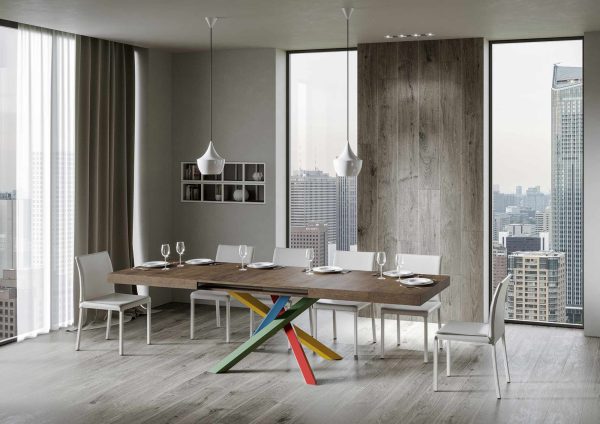 Tavolo Volantis Allungabile piano Noce 90x130 Allungato 234 telaio 4/B colori bloccati - immagine 3
