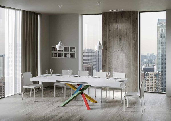 Tavolo Volantis Allungabile piano Bianco Frassino 90x180 Allungato 284 telaio 4/B - immagine 3
