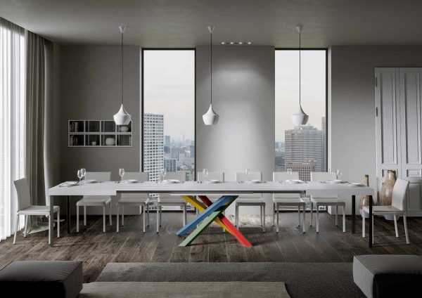 Tavolo Volantis Allungabile piano Bianco Frassino 90x180 Allungato 440 telaio 4/B - immagine 4