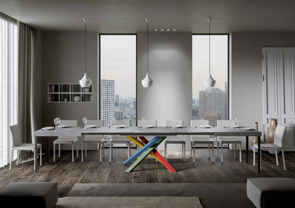 Tavolo Volantis Allungabile piano Cemento 90x160 Allungato 420 telaio 4/B - immagine 4