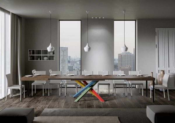 Tavolo Volantis Allungabile piano Noce 90x160 Allungato 420 telaio 4/B - immagine 4