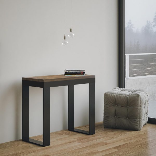 Consolle Tecno Evolution Small Noce 90x40 Allungato 90x196 telaio Antracite - immagine 2