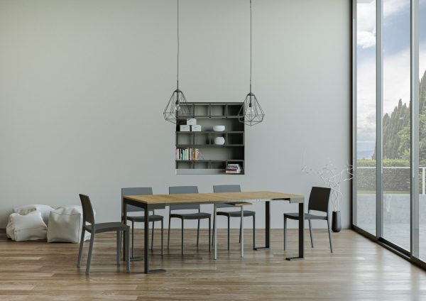 Consolle Tecno Evolution Small Quercia Natura 90x40 Allungato 90x196 telaio Antracite - immagine 3