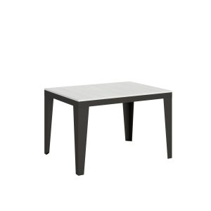 Tavolo Flame Evolution piano Bianco Frassino 90x120 Allungato 224 telaio Antracite