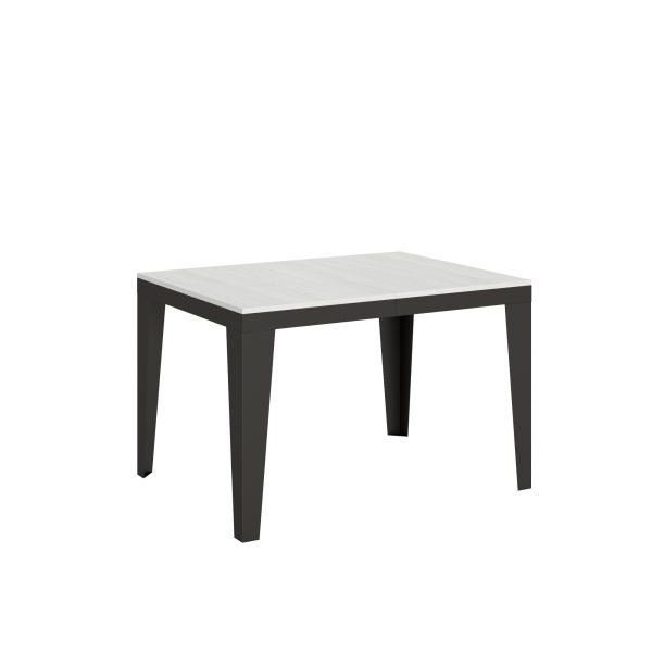 Tavolo Flame Evolution piano Bianco Frassino 90x120 Allungato 224 telaio Antracite