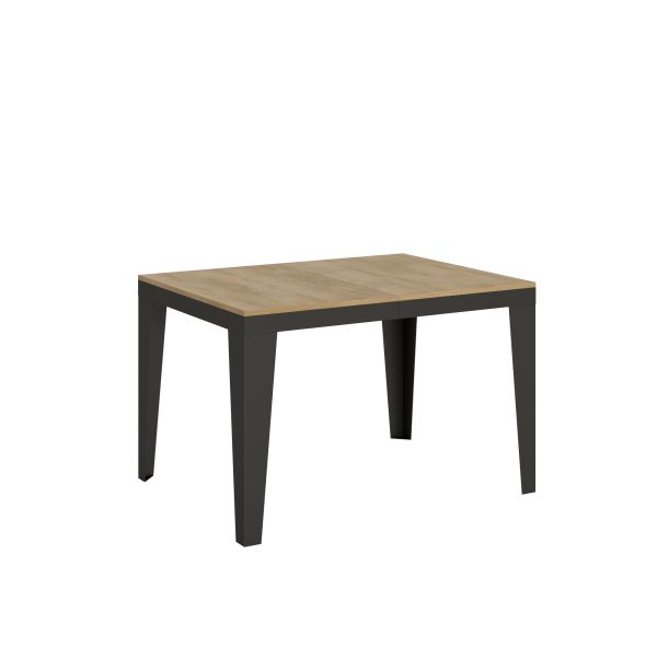 Tavolo Flame Evolution piano Quercia Natura 90x120 Allungato 224 telaio Antracite