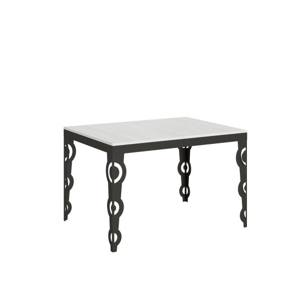 Tavolo Karamay Evolution piano Bianco Frassino 90x120 Allungato 224 telaio Antracite