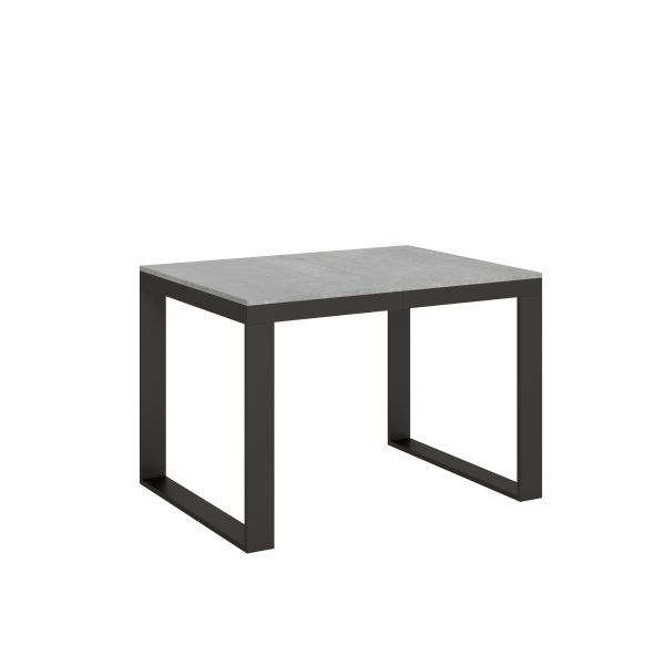 Tavolo Tecno Evolution piano Cemento 90x120 Allungato 90x224 telaio Antracite