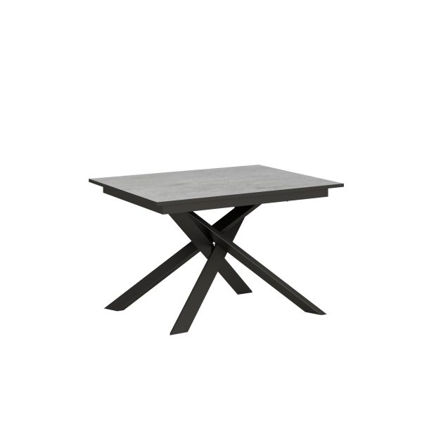 Tavolo Ganty piano Cemento bordo Antracite 90x120 + 60 telaio Antracite