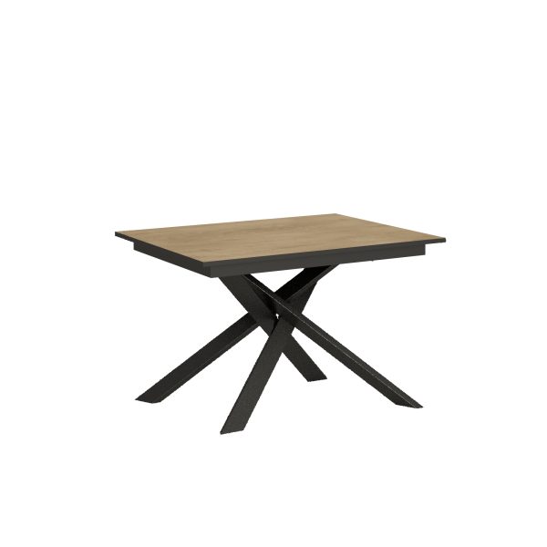 Tavolo Ganty piano Quercia Natura bordo Antracite 90x120 + 60 telaio Antracite