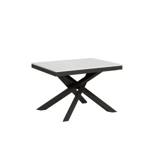 Tavolo Volantis Evolution piano Bianco Frassino 90x120 Allungato 224 telaio Antracite