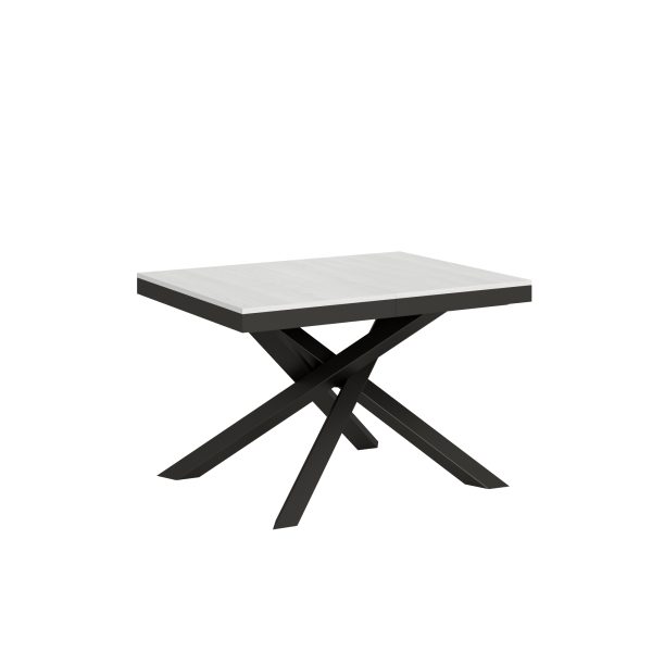 Tavolo Volantis Evolution piano Bianco Frassino 90x120 Allungato 224 telaio Antracite