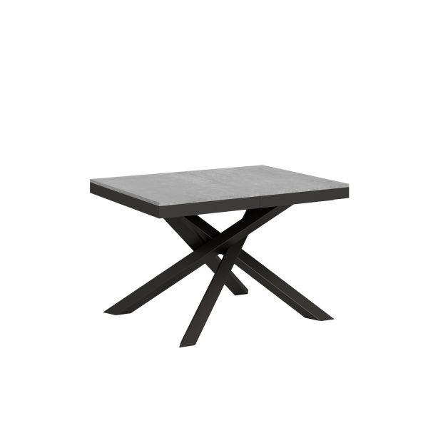 Tavolo Volantis Evolution piano Cemento 90x120 Allungato 224 telaio Antracite