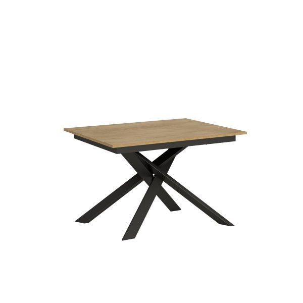 Tavolo Ganty piano Quercia Natura bordo Quercia 90x120 + 60 telaio Antracite