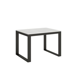 Tavolo Tecno Evolution piano Bianco Frassino 90x120 Allungato 90x380 telaio Antracite