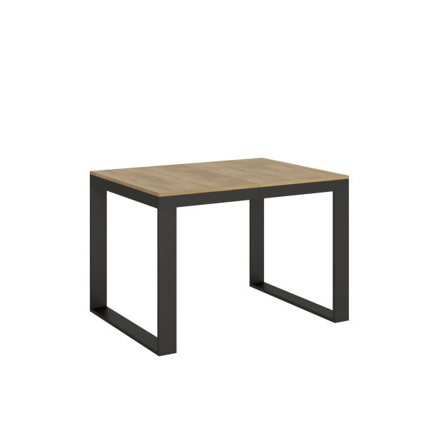 Tavolo Tecno Evolution piano Quercia Natura 90x120 Allungato 90x380 telaio Antracite