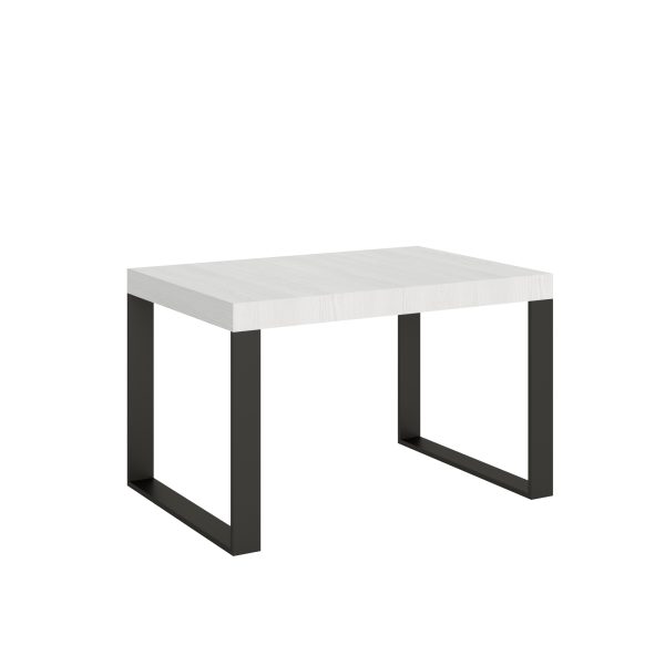 Tavolo Tecno Allungabile piano Bianco Frassino 90x130 Allungato 390 telaio Antracite