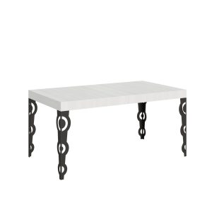 Tavolo Karamay Allungabile piano Bianco Frassino 90x160 Allungato 264 telaio Antracite