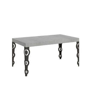 Tavolo Karamay Allungabile piano Cemento 90x160 Allungato 264 telaio Antracite