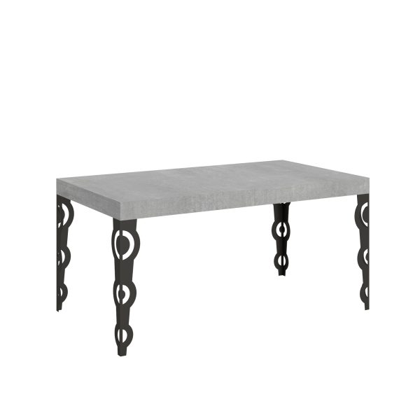 Tavolo Karamay Allungabile piano Cemento 90x160 Allungato 264 telaio Antracite
