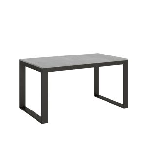 Tavolo Tecno Evolution piano Cemento 90x160 Allungato 90x264 telaio Antracite