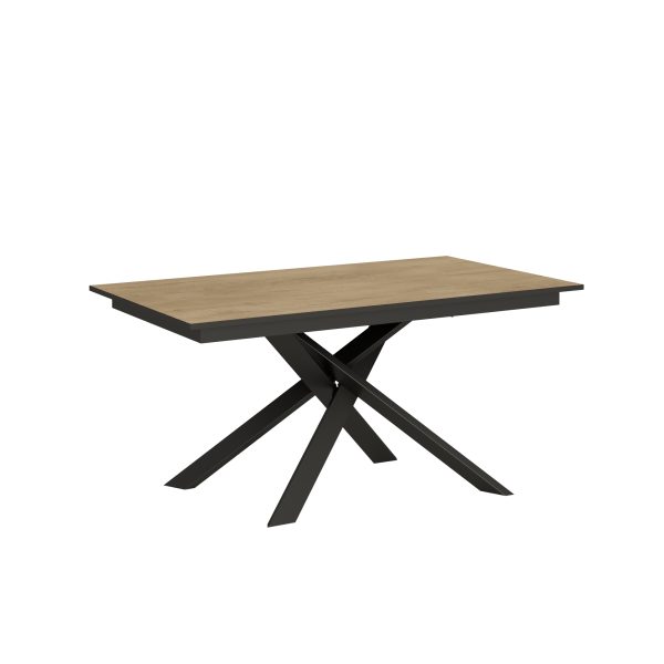 Tavolo Ganty piano Quercia Natura bordo Antracite 90x160 + 60 telaio Antracite