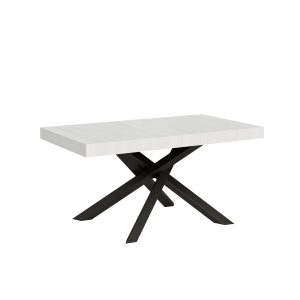 Tavolo Volantis Allungabile piano Bianco Frassino 90x160 Allungato 264 telaio Antracite