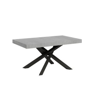 Tavolo Volantis Allungabile piano Cemento 90x160 Allungato 264 telaio Antracite