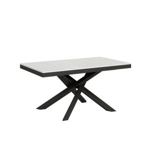 Tavolo Volantis Evolution piano Bianco Frassino 90x160 Allungato 264 telaio Antracite