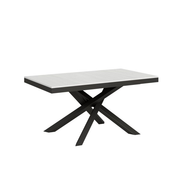 Tavolo Volantis Evolution piano Bianco Frassino 90x160 Allungato 264 telaio Antracite