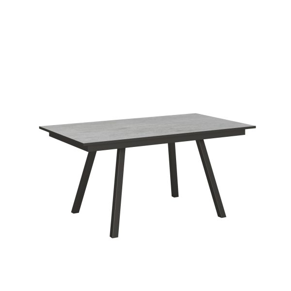 Tavolo Mirhi piano Cemento 90x160 + 60 telaio Antracite