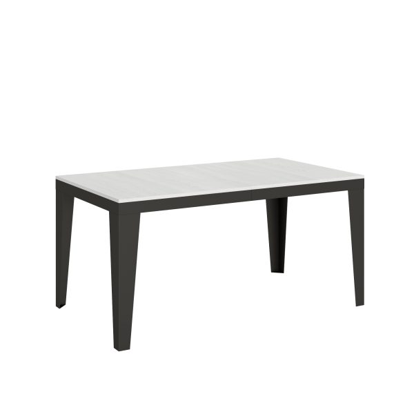 Tavolo Flame Evolution piano Bianco Frassino 90x160 Allungato 420 telaio Antracite