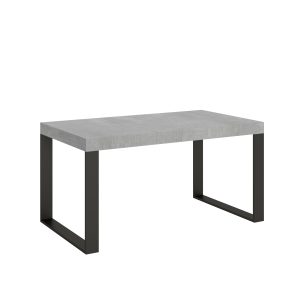 Tavolo Tecno Allungabile piano Cemento 90x160 Allungato 420 telaio Antracite