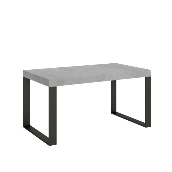 Tavolo Tecno Allungabile piano Cemento 90x160 Allungato 420 telaio Antracite
