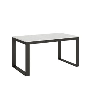 Tavolo Tecno Evolution piano Bianco Frassino 90x160 Allungato 90x420 telaio Antracite