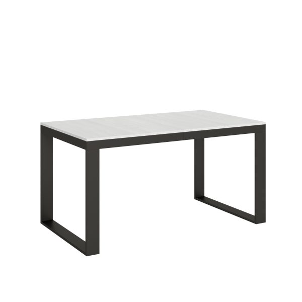Tavolo Tecno Evolution piano Bianco Frassino 90x160 Allungato 90x420 telaio Antracite