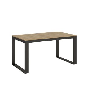 Tavolo Tecno Evolution piano Quercia Natura 90x160 Allungato 90x420 telaio Antracite