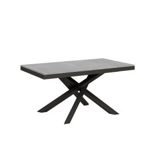 Tavolo Volantis Evolution piano Cemento 90x160 Allungato 420 telaio Antracite