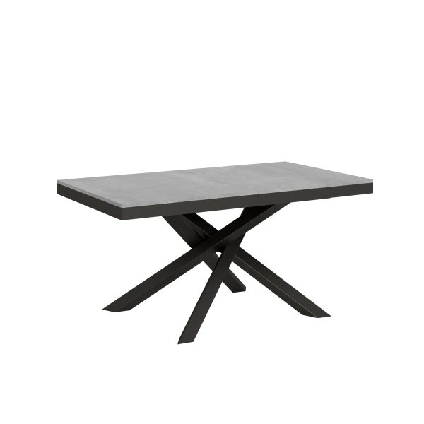 Tavolo Volantis Evolution piano Cemento 90x160 Allungato 420 telaio Antracite