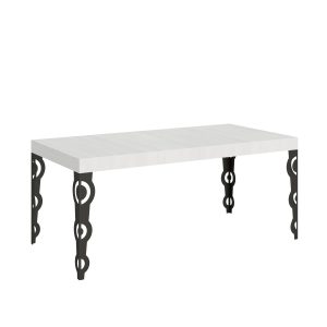 Tavolo Karamay Allungabile piano Bianco Frassino 90x180Allungato 284 telaio Antracite