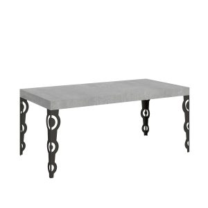 Tavolo Karamay Allungabile piano Cemento 90x180 Allungato 284 telaio Antracite