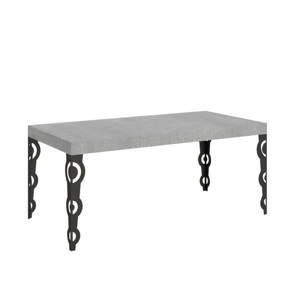 Tavolo Karamay Allungabile piano Cemento 90x180 Allungato 284 telaio Antracite