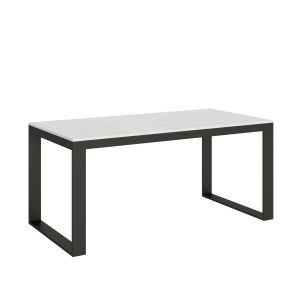 Tavolo Tecno Evolution piano Bianco Frassino 90x180 Allungato 90x284 telaio Antracite