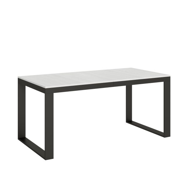 Tavolo Tecno Evolution piano Bianco Frassino 90x180 Allungato 90x284 telaio Antracite